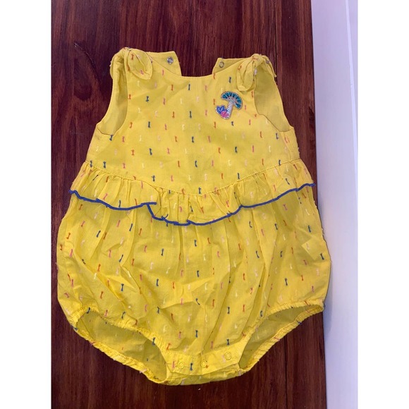 EUC Catimini Yellow dotted swiss romper sz: 12 mos - Picture 4 of 6